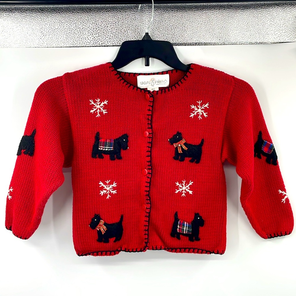 Vintage Sam’s Friend red Scottie Dog Sweater Size 6X 7